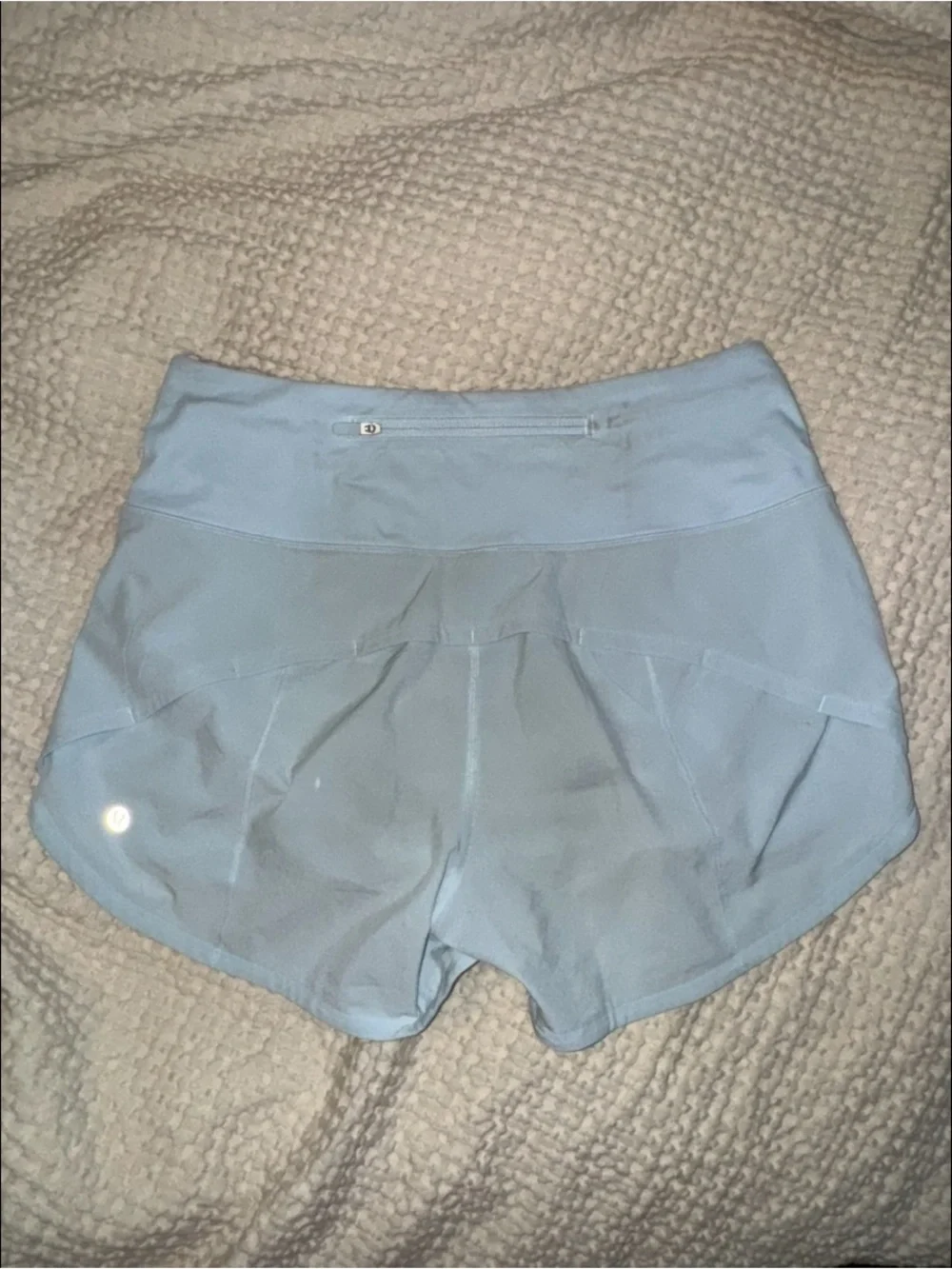 Lululemon Speed Up High-Rise Lined Short 4” in Powder Blue, size 6 - stained